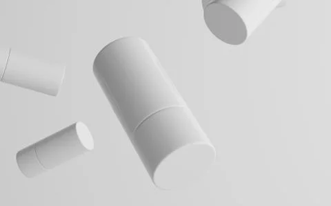 75ml White Plastic Roll-On / Spray Deodorant Bottle Mockup - Multiple Floatin Stock Illustration