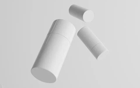 75ml White Plastic Roll-On / Spray Deodorant Bottle Mockup - Three Floating B Stock Illustration