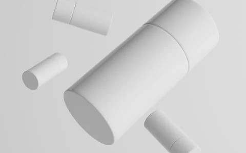 75ml White Plastic Roll-On / Spray Deodorant Bottle Mockup - Multiple Floatin Stock Illustration