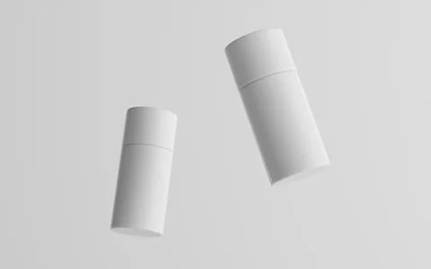 75ml White Plastic Roll-On / Spray Deodorant Bottle Mockup - Two Floating Bot Stock Illustration