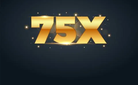 75x multiply number in Gold letters. Isolated Vector Illustration Stock Illustration