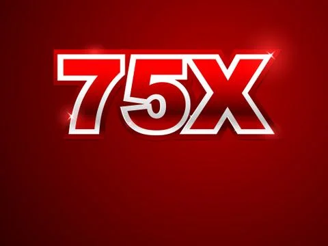 75x sign in red background Stock Illustration