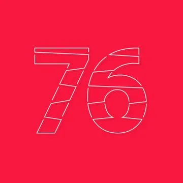 76 number, linear stroke font. Modern trendy, creative style design. For logo Stock Illustration