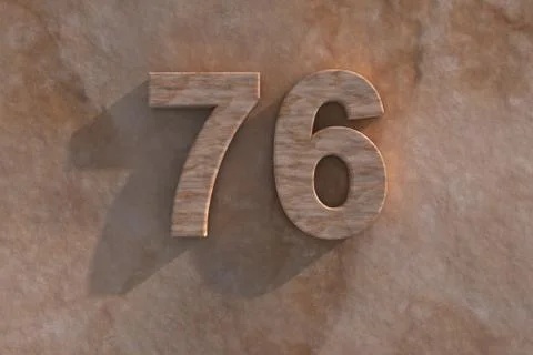 76 in numerals in mottled sandstone Stock Illustration