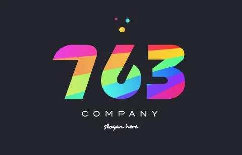 763 colored rainbow creative number digit numeral logo icon Stock Illustration