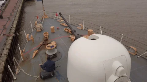 The 76mm bow gun of the U S Coast Guard Cutter Seneca Stock Footage 124212734