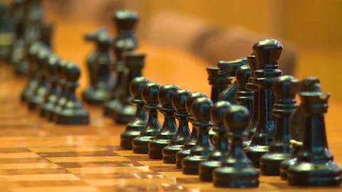 7/7 Close-Up Chess Boards And Chess Pieces Tournament Game Stock Footage 212950045