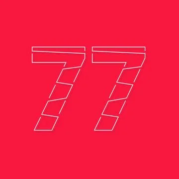 77 number, linear stroke font. Modern trendy, creative style design. For logo Stock Illustration