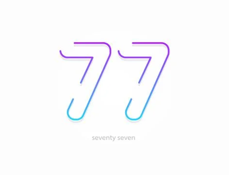 77 number, outline stroke gradient font. Trendy, dynamic creative style desig Stock Illustration