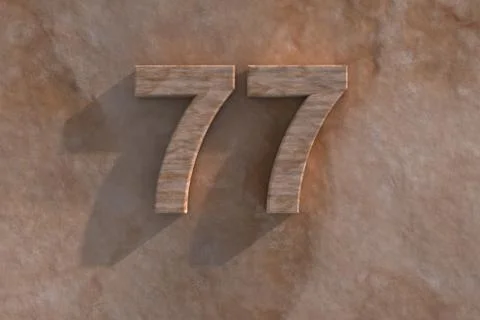 77 in numerals in mottled sandstone Stock Illustration