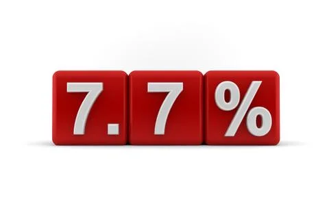 7.7 percent in white numbers on red cubes Stock Illustration