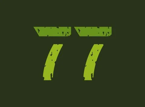 77 vector number made of grungy, grunge texture. Rubber stamp imprint style.  Stock Illustration
