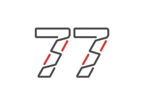 77 vector number. Modern trendy, creative style line design. For logo, brand  Illustrazione stock