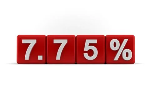 7.75 percent in white numbers on red cubes Stock Illustration