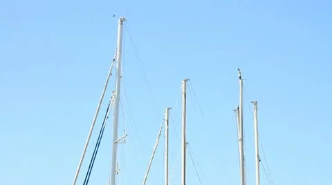 776. erect closed sails standing still in the port Stock Footage 21347908