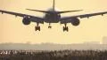 777 Airplane landing at sunrise HD Footage