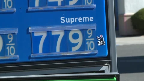 $7.79 DOLLAR PLUS GAS PRICES CALIFORNIA OCT 2022 BIDEN I DID THAT DECAL Stock Footage 216897830