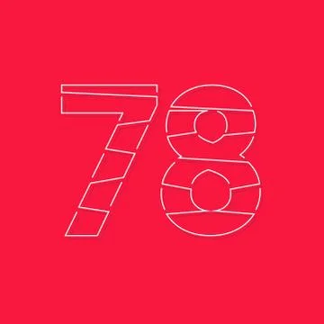 78 number, linear stroke font. Modern trendy, creative style design. For logo Stock Illustration