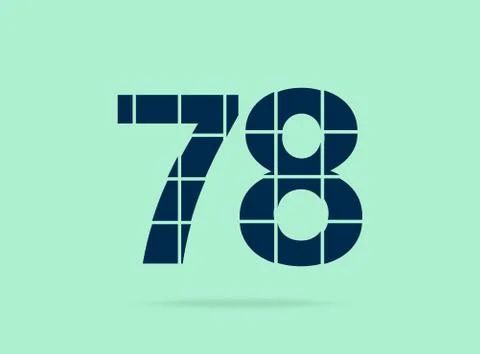 78 number, vector desing font.  Made of knife cut. For logo, brand label, des Stock Illustration