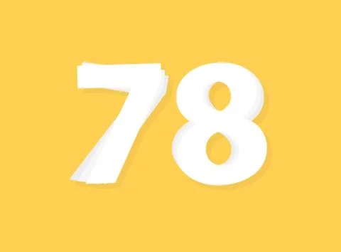 78 Number vector, modern layers design font. Eps10 illustration Illustrazione stock