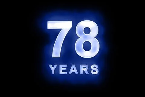 78 years in glowing white numbers on blue Stock Illustration