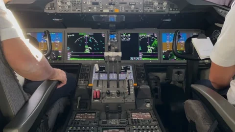 787 Pilot Cockpit Stock-Footage 221607942