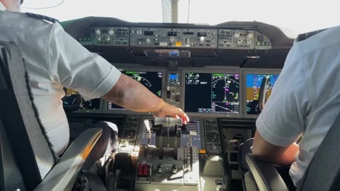 787 Pilot Cockpit Stock-Footage 221644342