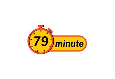 79 minute timer Clock, Timer icon, countdown icon. Time measure. Chronomete.. Illustrazione stock