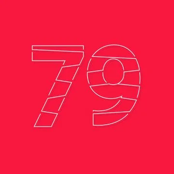 79 number, linear stroke font. Modern trendy, creative style design. For logo Stock Illustration