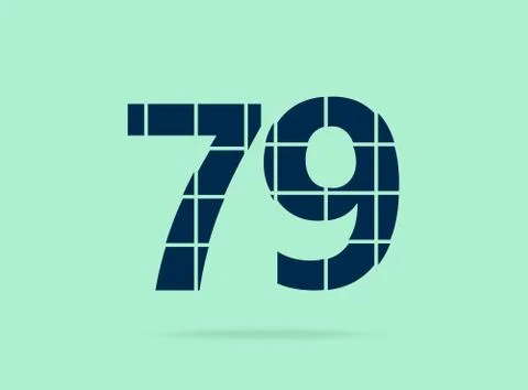 79 number, vector desing font.  Made of knife cut. For logo, brand label, des Stock Illustration