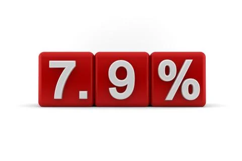 7.9 percent in white numbers on red cubes Stock Illustration