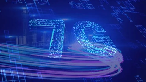 7G Network Concept with High Speed Neon Light Trails Stock-Footage 336478485