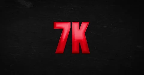 7K, 7000. Glossy red word animation Stock Footage 140653109