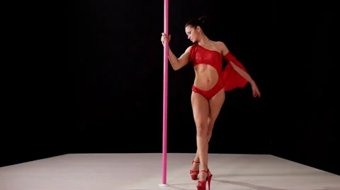 7of8 Girl dancing lap dance, beautiful woman doing pole dance Stock Footage 33889848
