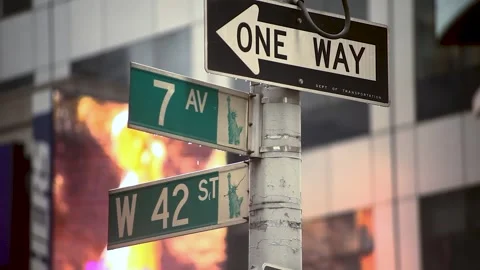 7th Ave and 42nd St Sign Times Square New York 4K Stock Footage 276970754