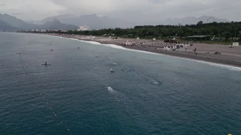 7th may 2023 - Antalya, Turkey. Mass start swim in open water. Stock Footage 243701637
