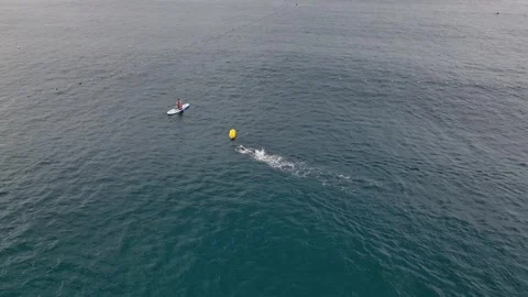 7th may 2023 - Antalya, Turkey. Mass start swim in open water. Stock Footage 243701741