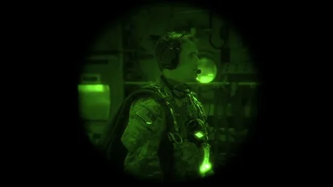 7th Special Forces Group conduct night jump out of C-130 J - 2015 Stock Footage 99977076