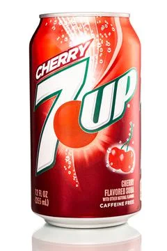 7up drink, on white isolated background, with water drops Stock Photos