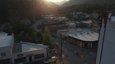 8-1-26, Estes Park, CO, USA - sunset aerial pullback shot of Estes Park CO Stock Footage 341239279