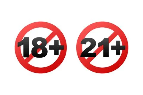 8, 21, plus years old icon. Adults content. Eighteen age older forbidden adult Stock-Illustration