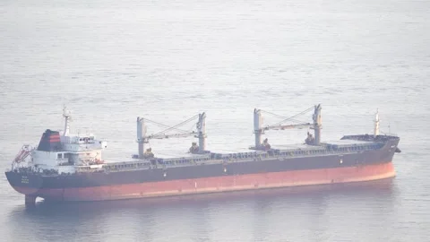 8-7-2024, Trieste, Italy: Bulk carrier Maud anchored Stock Footage 278912891