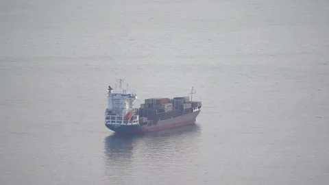 8-7-2024, Trieste, Italy: Container Ship K-Ocean anchored Stock Footage 278912988