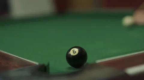 8 Ball Potted in Corner - Pool Game - Super Slow Motion Stock Footage 52544135