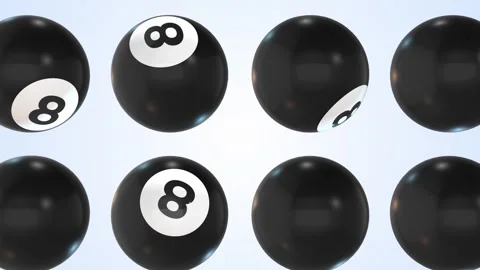 8 Balls Falling on a Light Blue Background. Black Ball 3D Animation. 4K Stock Footage 294993476