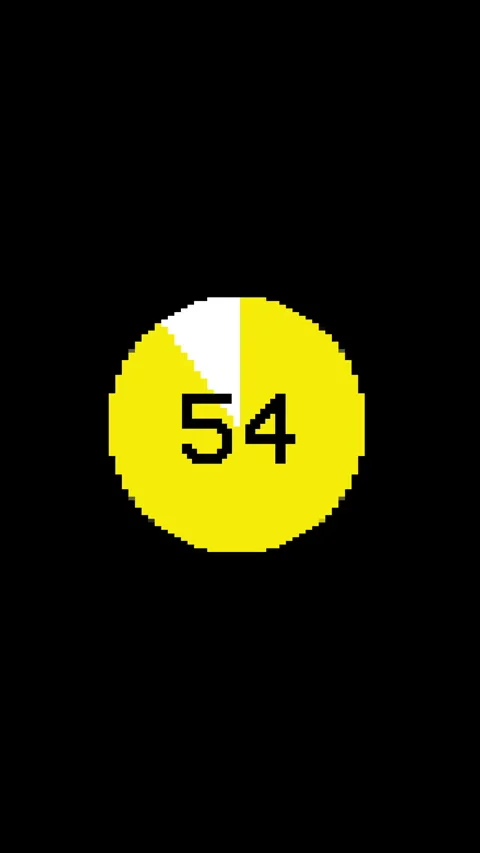 8-bit 60s yellow timer, pixel style, black vertical retro 4K animation Stock Footage 273573392