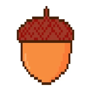 8 bit acorn. Pixel art object. Old school 8 bit slot machine graphics. 스톡 일러스트