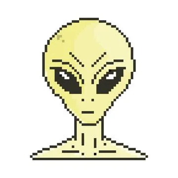 8 bit alien icon. Pixel art object. Old school vintage game graphics. Stock Illustration