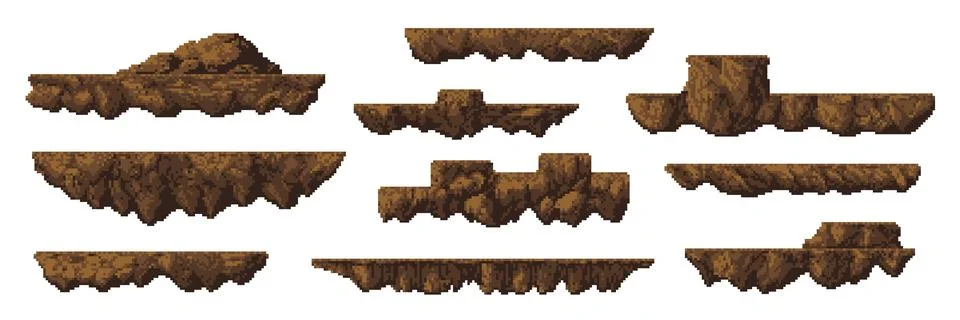 8 bit arcade pixel art game rock stone platforms Illustrazione stock