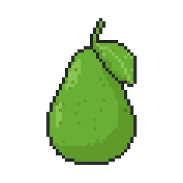 8 bit avocado icon. Pixel art object. Old school computer graphic style. Stock Illustration